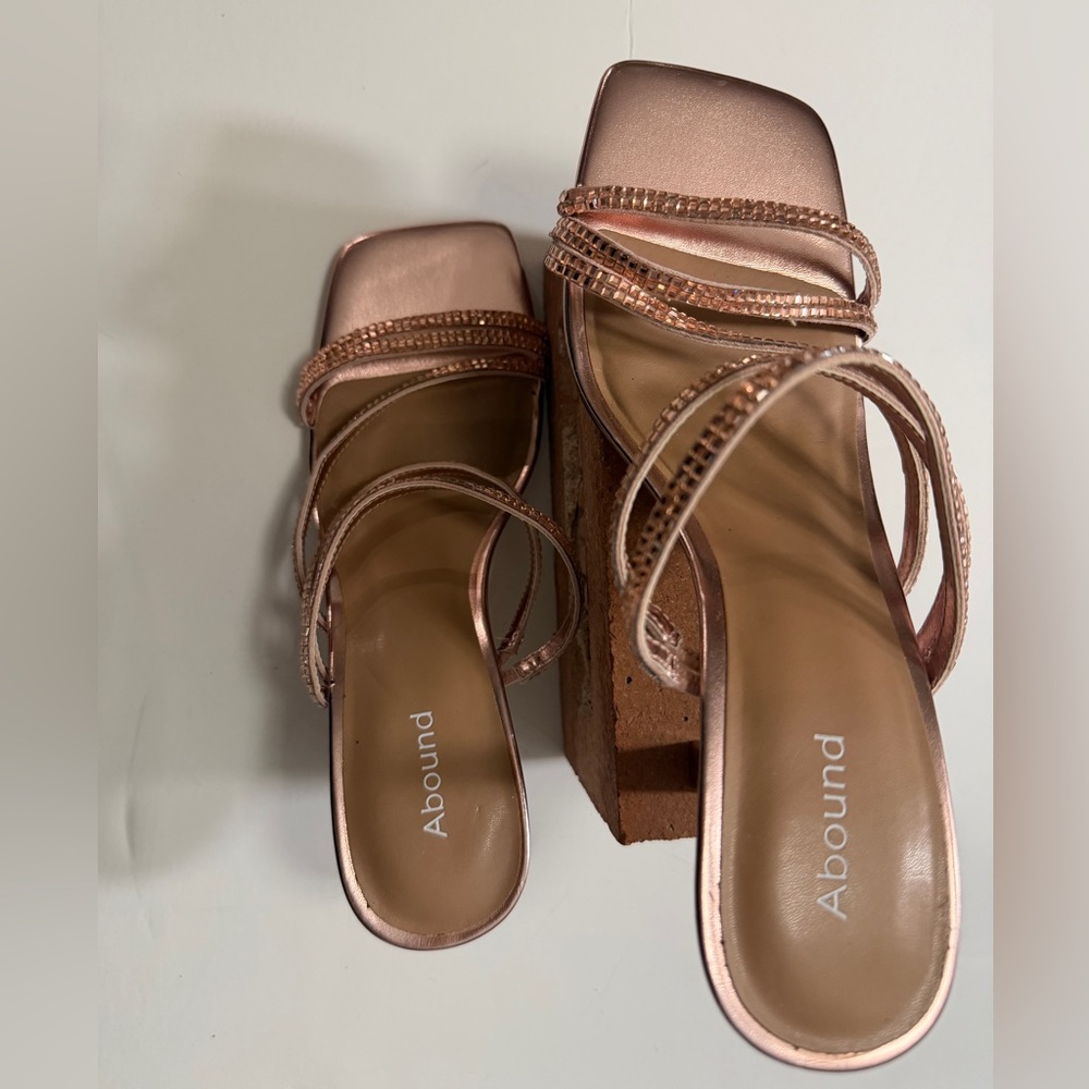 Gently loved Abound Women's Rose Gold Strappy Sandals.